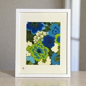 Floral Art Fabric in White Frame